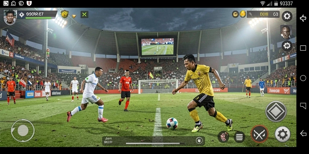 Tampilan permainan 93337 yang menegangkan dalam pertandingan sepak bola.