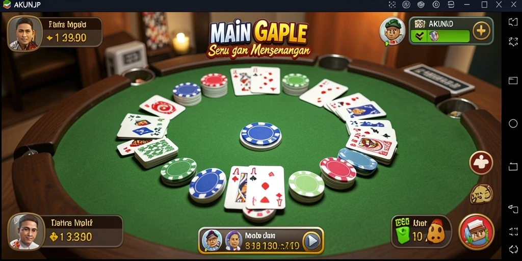Tampilan gameplay Gaple yang seru dan menarik di AKUNJP.