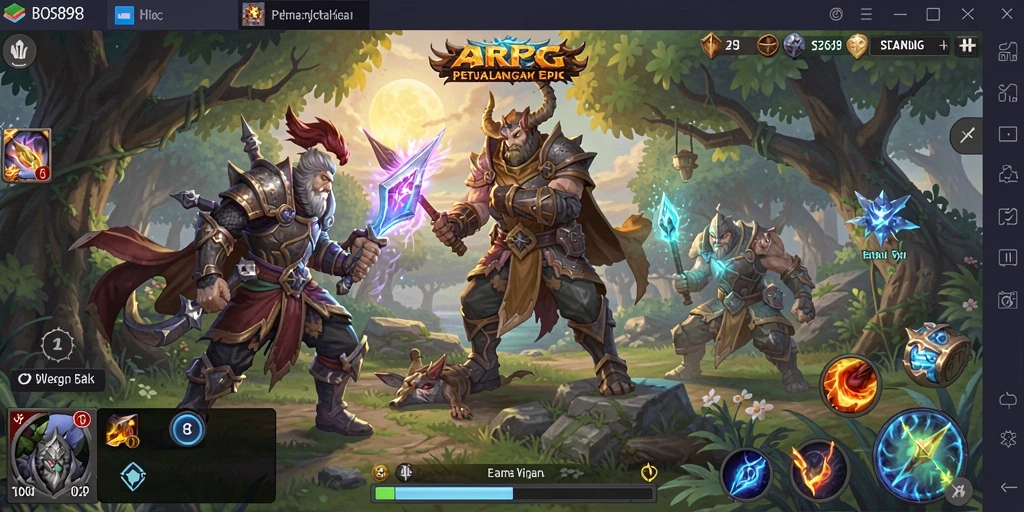 Gameplay ARPG yang menampilkan pertarungan epik dan eksplorasi dunia.