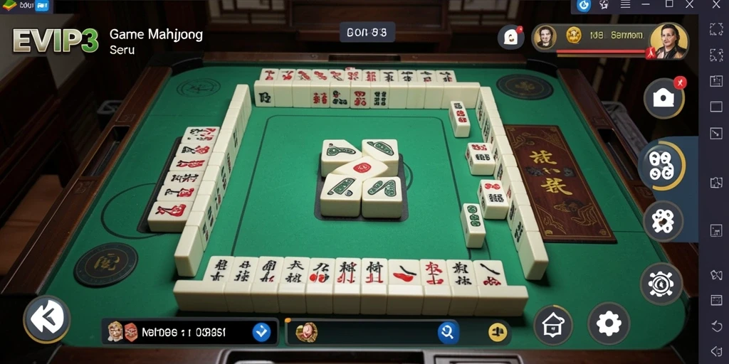 Screenshot utama EVIP3 menampilkan gameplay Mahjong yang seru dan menarik.