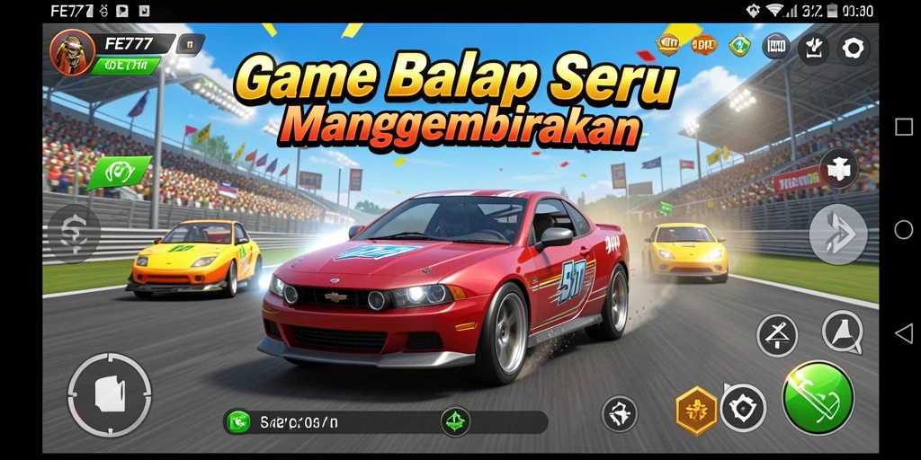 Tangkapan layar menunjukkan aksi balap seru di FE777.