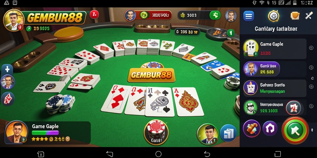 Screenshot gameplay GEMBUR88 dengan interaksi seru di Gaple.