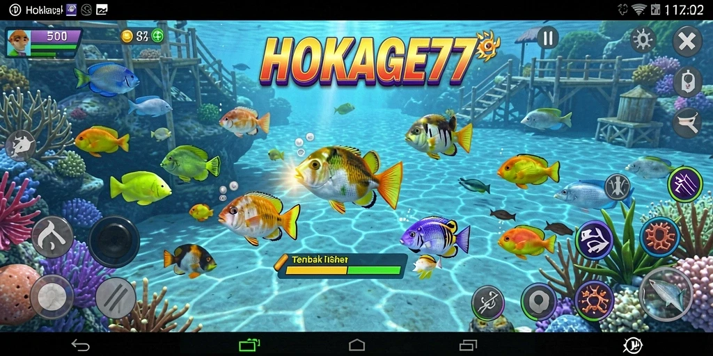 Tangkapan layar HOKAGE77 menunjukkan aksi seru menembak ikan.