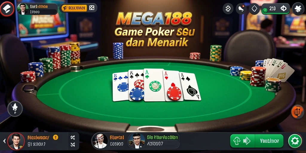 Tampilan gameplay menarik dari MEGA188 yang memukau dan seru.