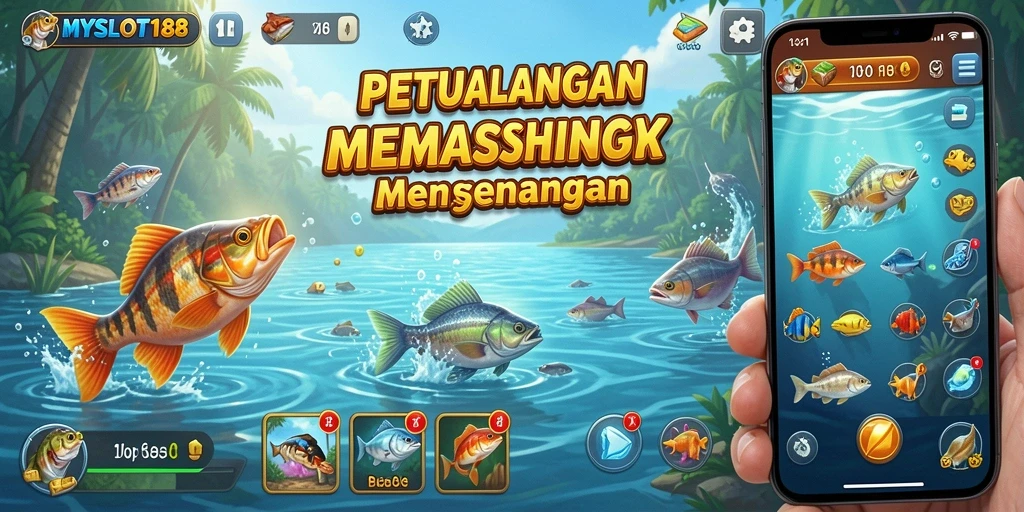 Screenshot gameplay MYSLOT188 menampilkan suasana memancing yang memukau.