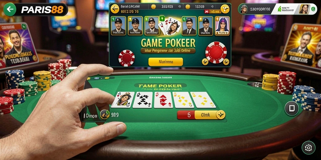 Screenshot utama PARIS88 menunjukkan intensitas permainan poker yang seru.