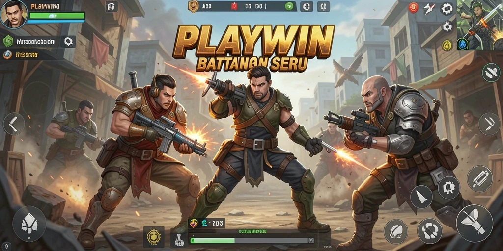 Tampilan seru dari gameplay Battle Royale di PLAYWIN.