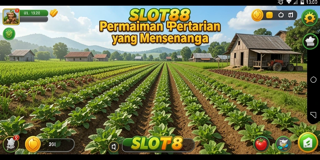 Screenshot utama SLOT88 menunjukkan keseruan gameplay bertani.