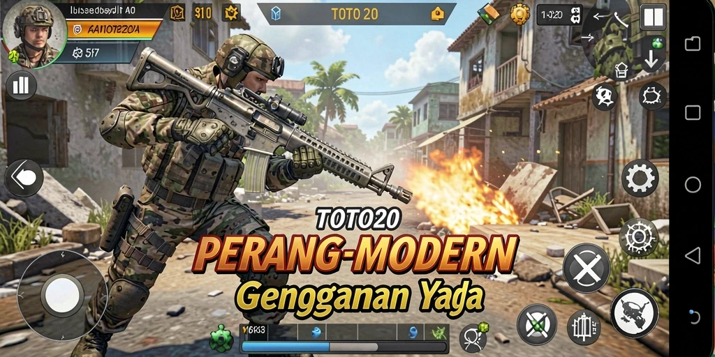 Screenshot gameplay TOTO20 menampilkan aksi tembak-menembak yang seru.